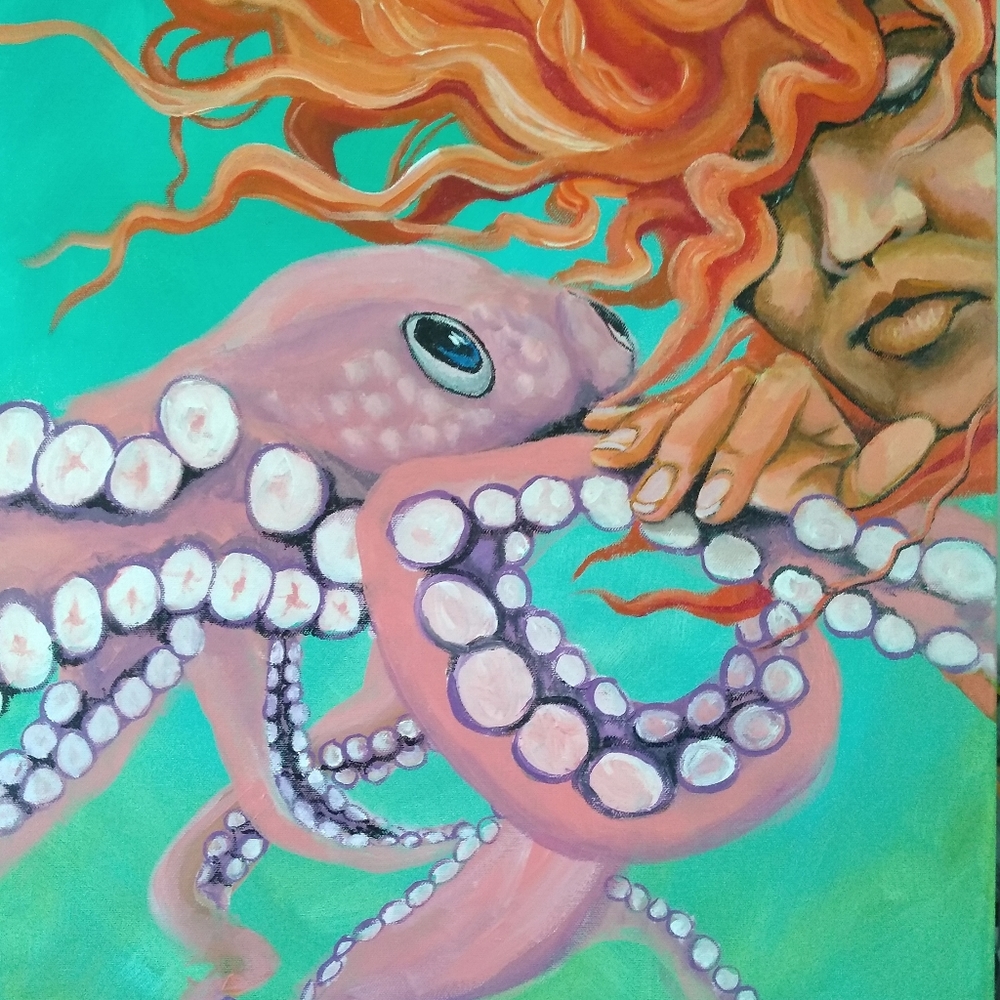 Painting acrylic mermaid & octopus art